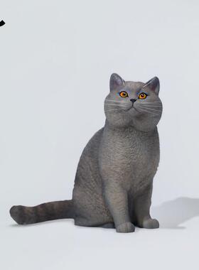 JXK 仿真蓝猫摆件英国短毛小猫咪周边玩偶雕像手办模型公仔礼物