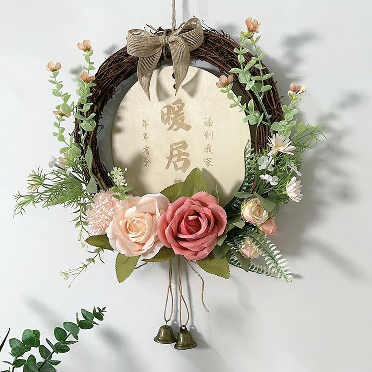 花环饰壁挂仿真厅入户门上遮pz70107丑挂件玄关卧客室装饰女门孩