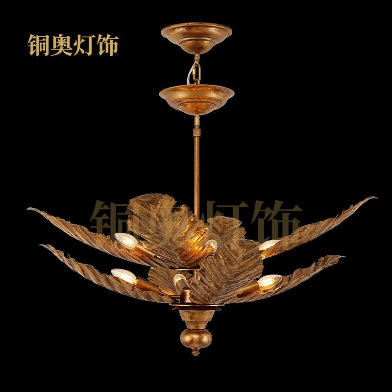 轻奢全铜吊灯奢华简约欧式别墅客厅灯卧室灯书房灯法式脱蜡铜吊灯