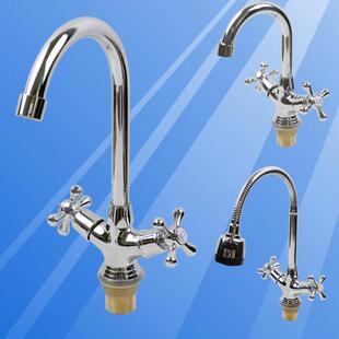 厨房洗菜盆水龙头双开关双把单孔冷热小龙头水槽龙头水笼头混合阀