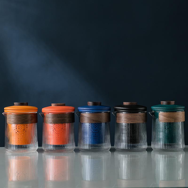 创意便携玻璃旅行茶具快客杯一壶三杯带过滤户外便携露营茶具套装