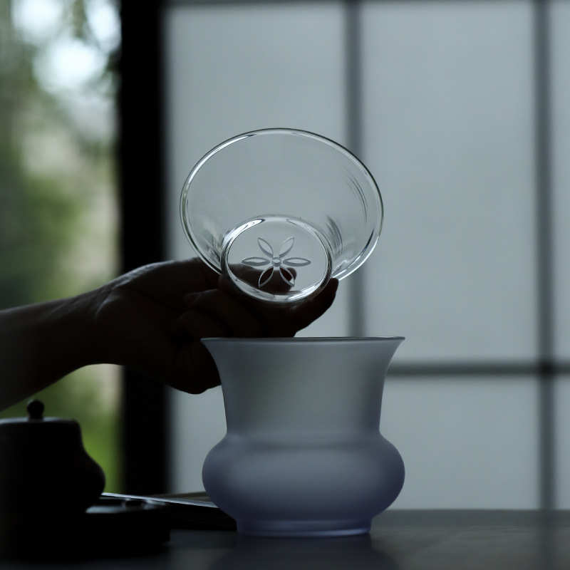 带盖琉璃茶渣缸茶桌倒水茶台茶室玻璃建水茶洗会所水盂壶承干泡台