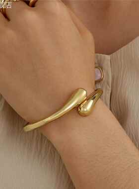 欧美跨境光面素圈圆环手镯 夸张经典时髦弹簧开口金属风手环