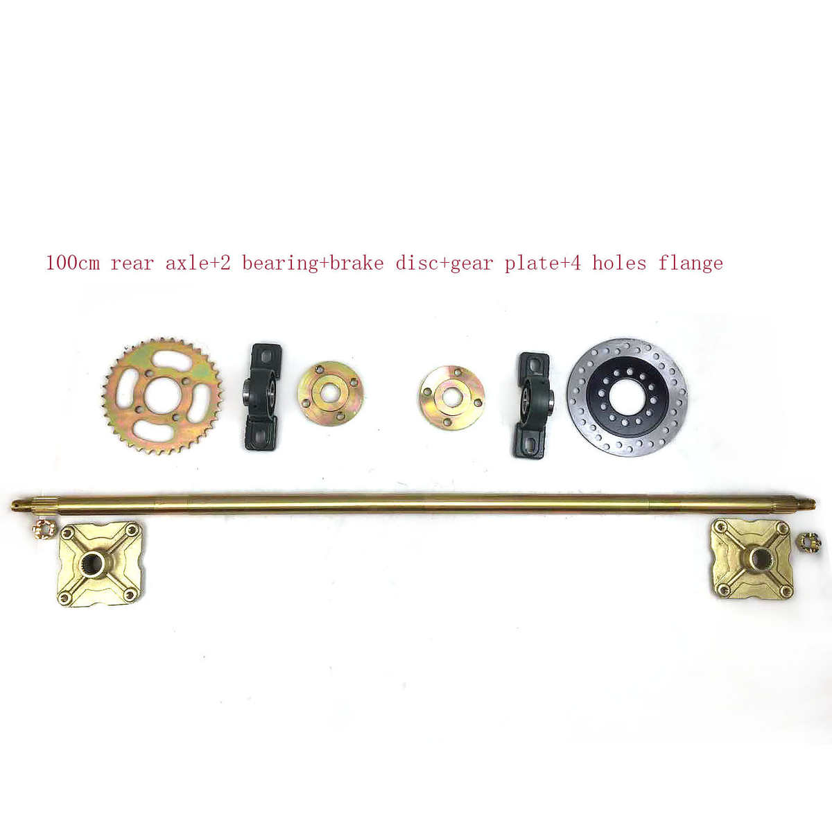 DIY自制四轮卡丁车摩托车配件后轴 后桥 一米长 四孔法兰盘轮毂座