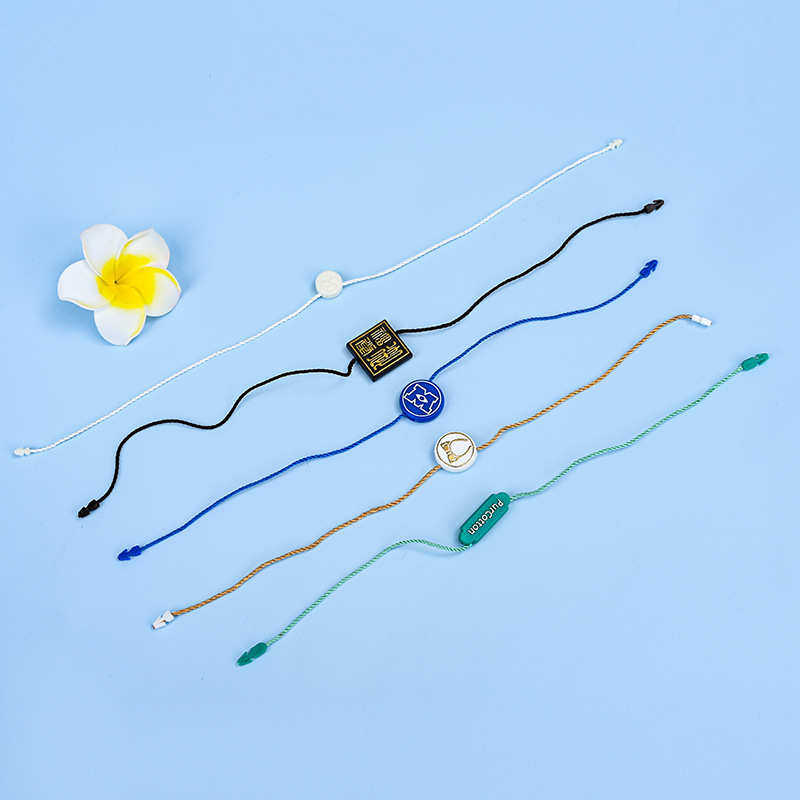 双插吊粒厂家 皮具精品尼龙绳烫金吊粒 一次性防拆吊牌绳子定制