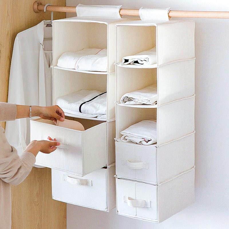 棉麻布艺悬挂衣柜 抽屉式布艺衣橱 日式防尘旅行收纳挂袋