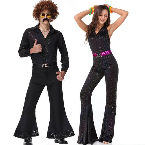 Halloween 1970s Retro Disco Couple Bar Club Costume