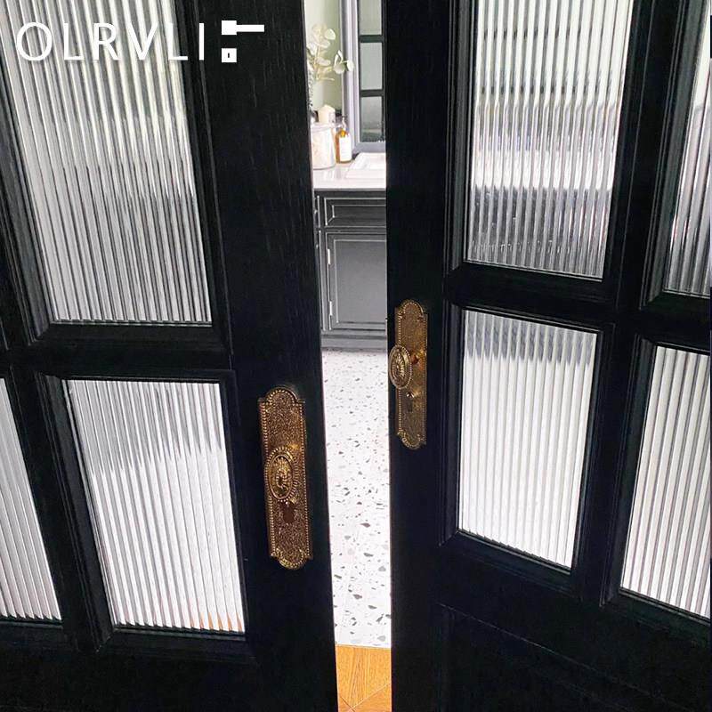 意大利olrvli黄铜双门门锁欧式风格复古法式静音锁老洋房圆球锁