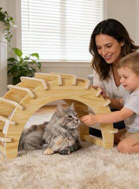 木质拱形小型猫屋隧道猫屋宠物回避玩具猫猫游戏宠物玩具厂家