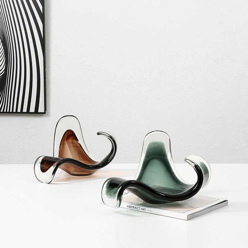 现代简奢高级感三角弯形玻璃果盆别墅客厅餐桌零食盘琉璃装饰摆件,家居饰品,装饰摆件,淘宝优惠券,粉丝福利购,淘宝优惠卷