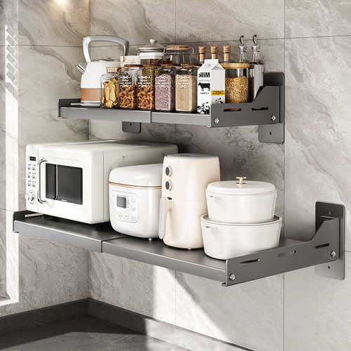 物免多功能架置支架收纳上式烤箱厨房墙微波炉壁挂放打孔架子