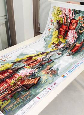 F98S867M忆新江十字绣款202南6客厅简约现代南山水风景手工江刺绣