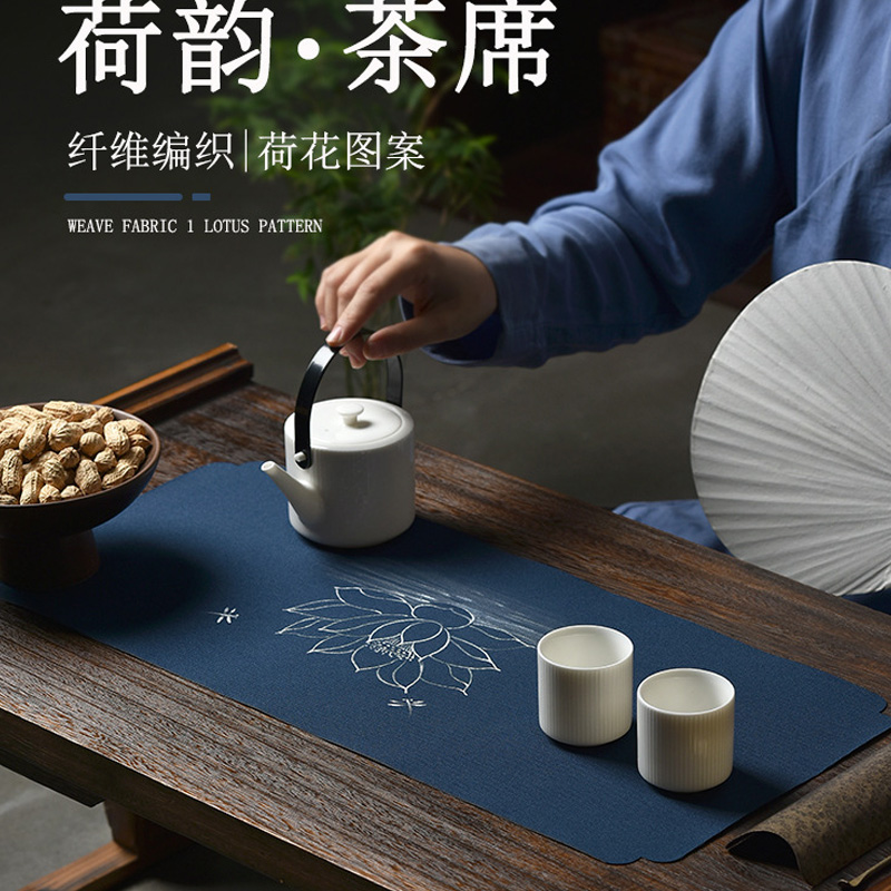 防水手绘垫茶小茶席垫子茶旗禅意布艺桌旗干泡席茶盘垫茶隔热垫