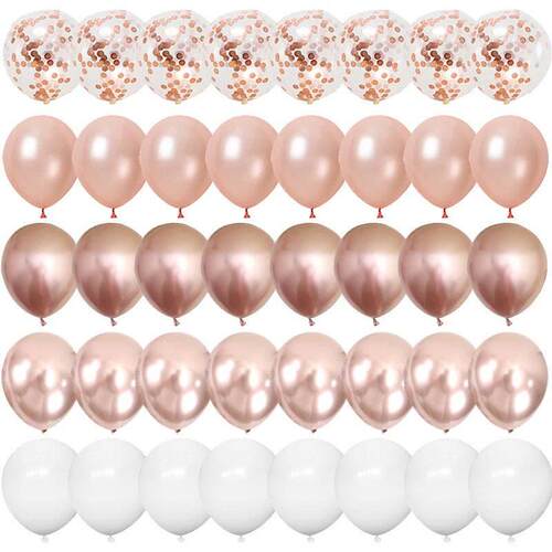 40pcs 12inch Rose Gold Confetti Latex Balloons Happy Birthda