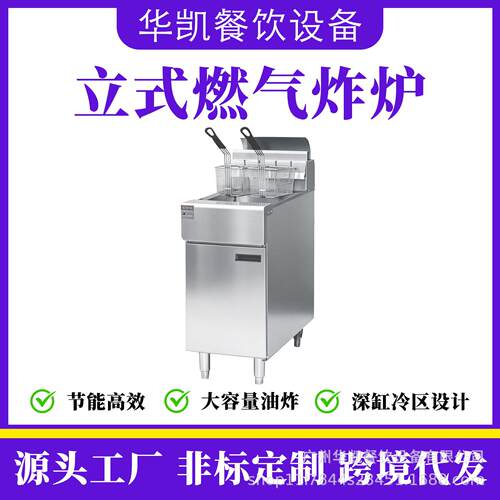 商用立式油炸锅美式燃气油炸锅单双缸不锈钢油炸炉酒店厨具设备厂