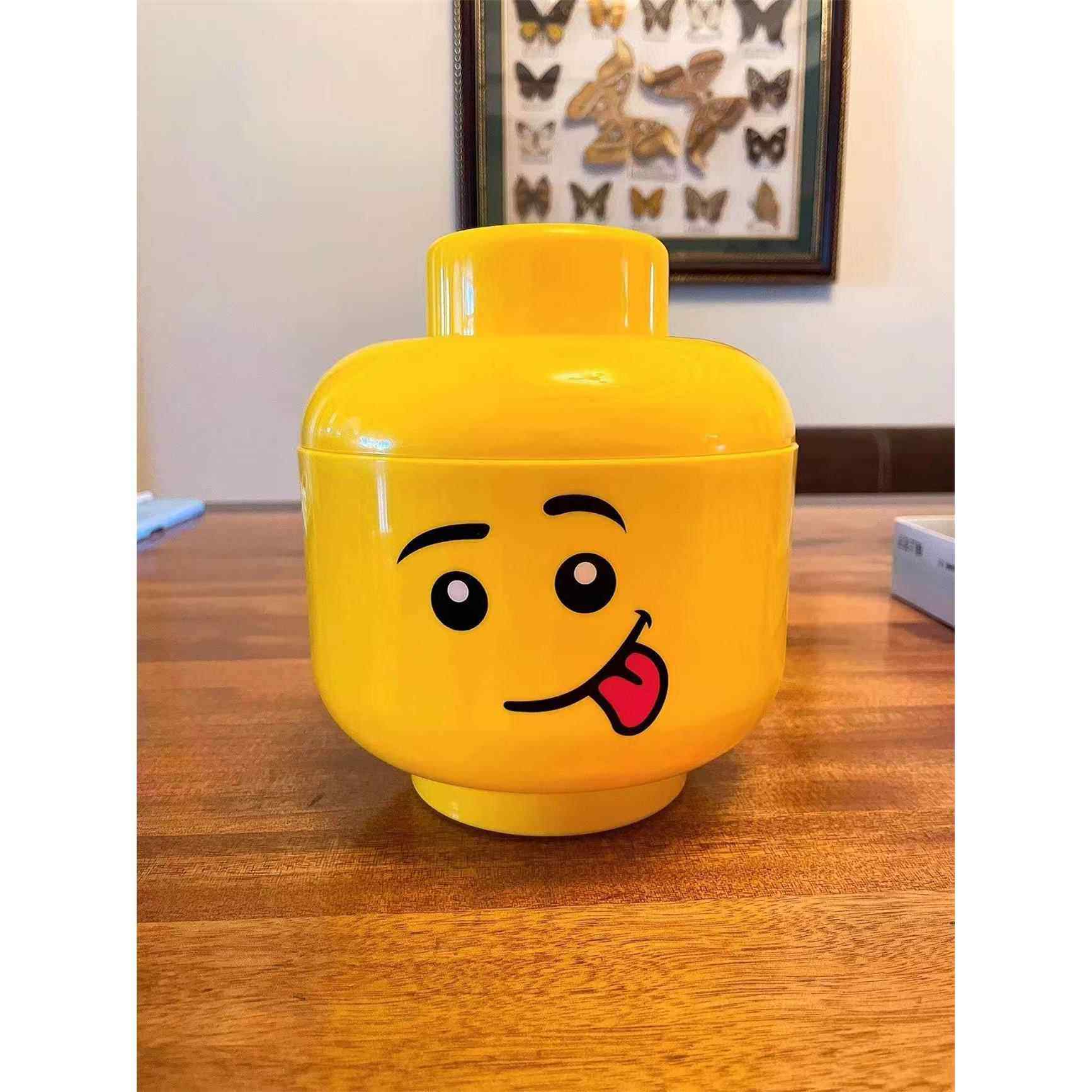 中国产积木收纳盒人仔头桌面储物桶塑料桶防尘盒笑脸公仔头整理箱,收纳整理,积木收纳盒,淘宝优惠券,粉丝福利购,淘宝优惠卷