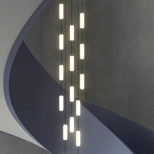 楼梯吊灯长13t灯极简式 现代简约别墅复楼lof旋转吊楼梯间中空吊线