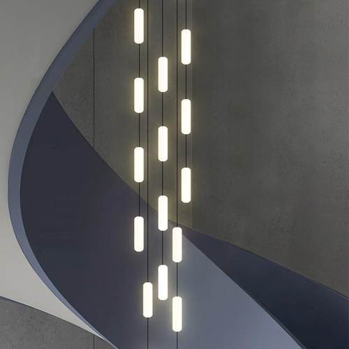 楼梯吊灯长13t灯极简式现代简约别墅复楼lof旋转吊楼梯间中空吊线