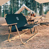 户外可折叠双人椅便携式 休闲椅靠背铝合金露营椅子沙滩椅