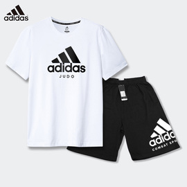 adidas阿迪达斯运动套装男 夏休闲宽松跑步短袖t恤短裤两件套