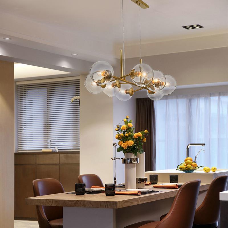 后现代简约餐厅灯饭厅酒吧吧台灯北欧设计师创意分子魔豆玻璃吊灯