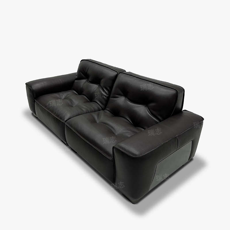 组合青3半羽绒0沙发.红黑金刚网牛高背牛皮大黑沙发客厅设计师全