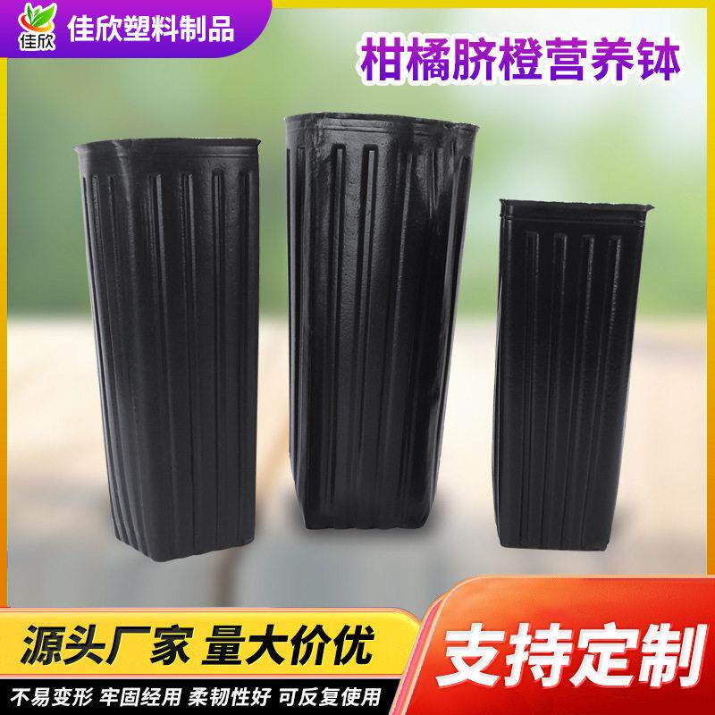 加工定制生产厂细长方口加厚加黑色营养钵育苗杯塑料脐橙育苗袋