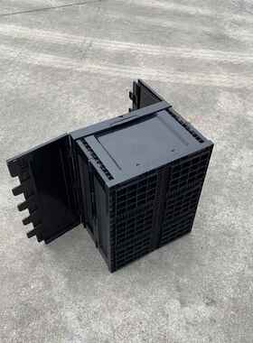 现货黑色PP带盖塑料折叠0箱箱工业物流箱周转塑胶53*41*0500-3003