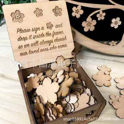 品message新bo箱x枫枫叶款留叶花动朵留言活留言签名搜集木制工艺