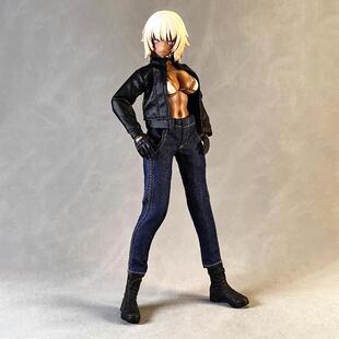 现货1 超薄皮衣 12兵人衣服女生TBL素体现代6寸机娘手办洗水牛仔裤