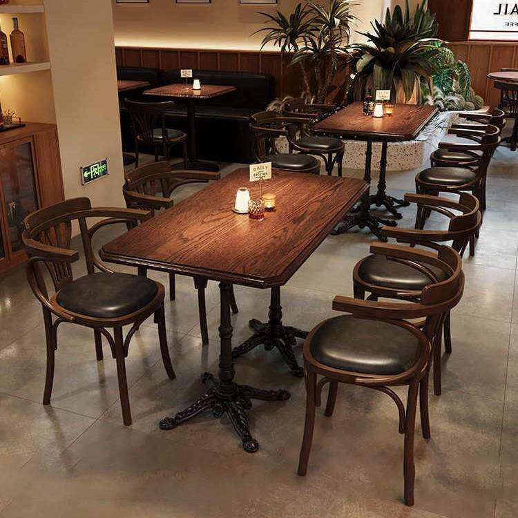 复古咖啡厅桌椅组合西餐厅奶茶店实木桌椅甜品店清吧酒吧商用桌椅