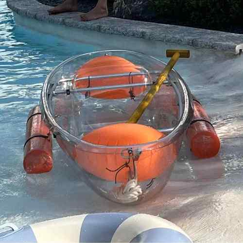 手划PC透明水晶玻璃船水上游乐单人船聚碳酸酯透明船手动摄影道具