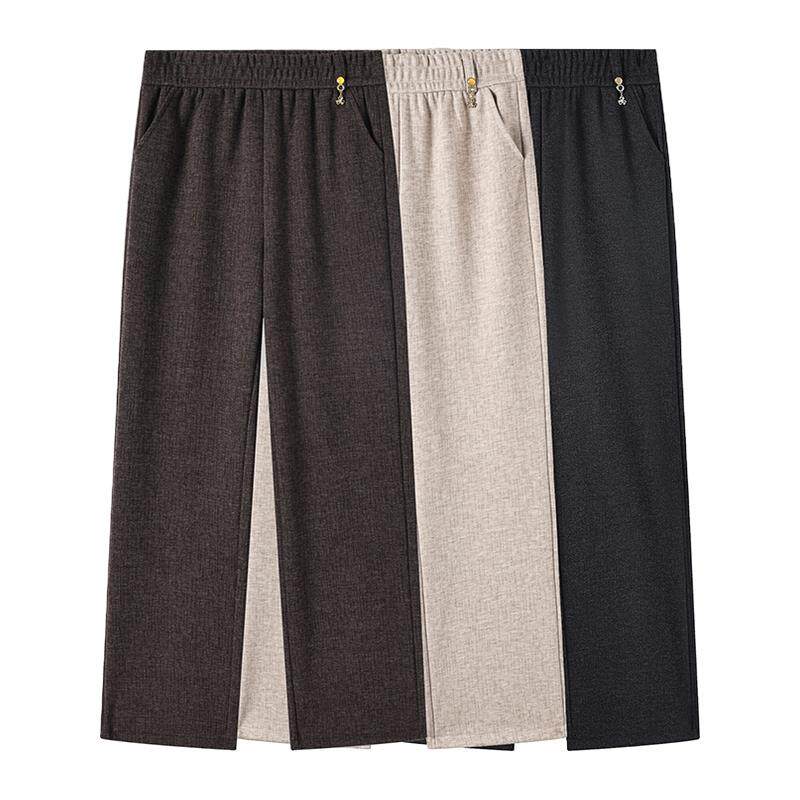 妈妈秋装直筒裤洋气2025新款中老年女春秋高腰休闲裤宽松阔腿裤子