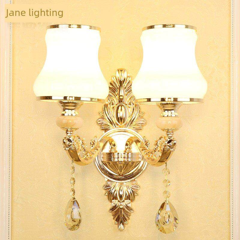 欧式壁灯客厅电视背景墙锌合金卧室床头简欧玉石楼梯走廊过道灯具