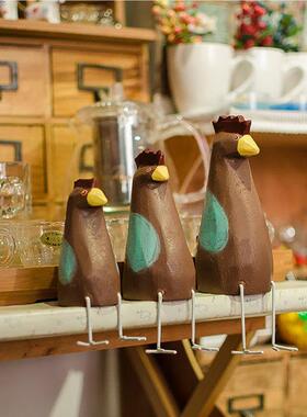 zakka创柜意杂75506日式柜木质小鸡酒装饰品摆木件客厅橱手工彩绘