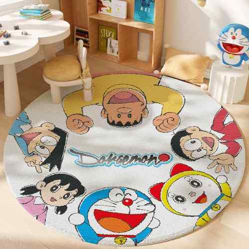 正品哆A梦联地毯啦客厅沙发圆形名茶几毛毯卧室儿童卧室易打房理