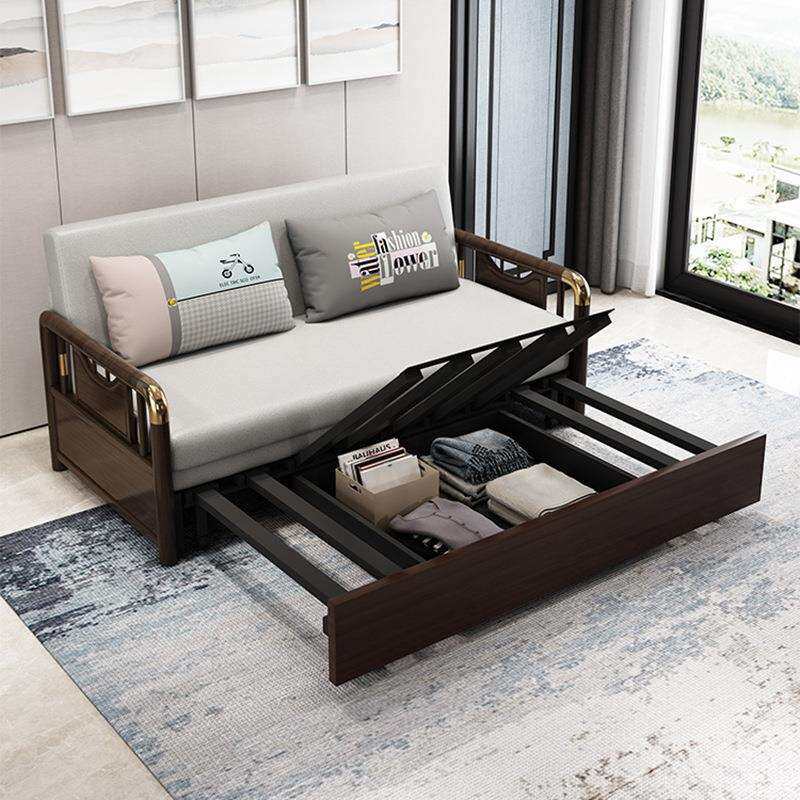 新中601式实木沙发物床叠可型折双人贵妃多功能小户带储坐卧两用