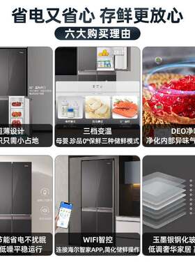 海.尔电冰箱双变频十字对开门家用超薄玻璃面板BCD-406WLHTDEDSLU