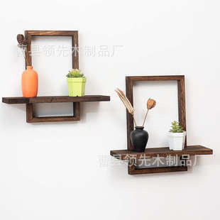 装 浮动搁板木质储物架家用方形实木壁挂式 饰置物架 件套乡村风格