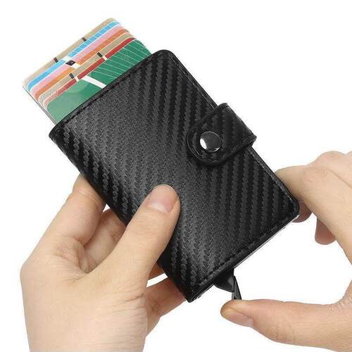 RFID Blocking Credit Card Holder for Men Women Metal carbon