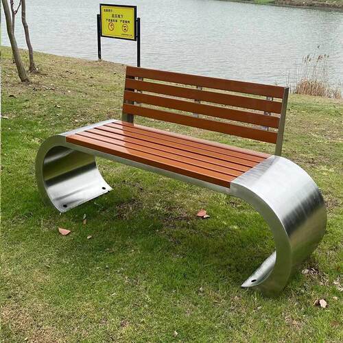 靠背不锈钢公园椅 户外草坪庭院踏青休息公共不锈钢公园椅