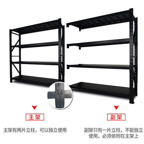 磨砂黑色货架仓储架置物架多层组合储物仓库货架轻型中型家用货架