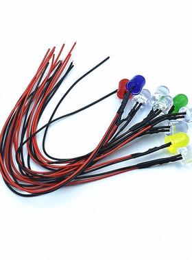 8mm发光二极管灯珠220VF8超高亮LED信号指示灯5V6V12V24V带线20CM