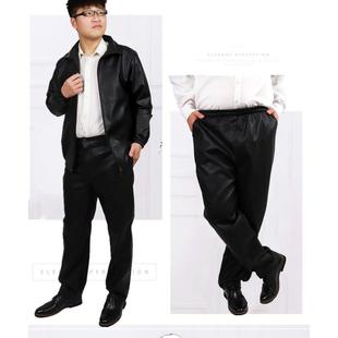 防 U洗车宰薄款 高档防尘P防皮裤 男女士皮衣罩衣防油水工作屠服套装