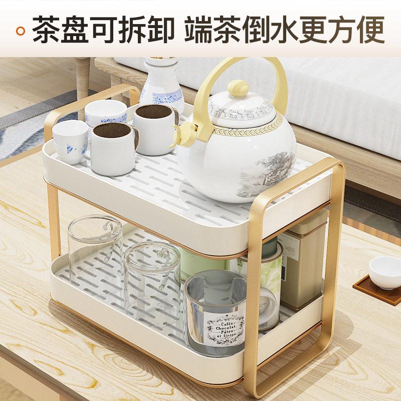 沥水水杯架晾放玻璃杯子双层带托盘家用收纳置物架放茶杯水壶架子