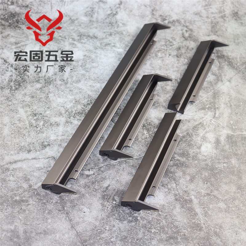 意式嵌入式抽屉衣柜门把手轻奢黑色加厚25板开槽橱柜门钓鱼拉手