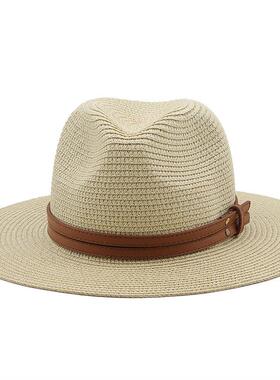Straw Hat Beach Sun Cap 男女草帽礼帽户外沙滩防晒遮阳爵士帽夏