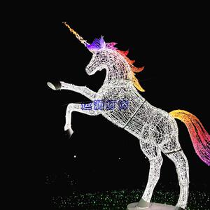 LED发光白马鹿户外麋鹿动物造型灯草坪公园亮化灯光节景观装饰灯