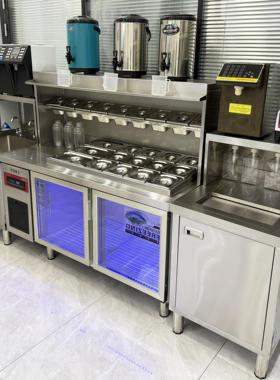 水吧台商用奶茶店设备全套冷藏操作台咖啡沙拉开槽饮品工作台机器