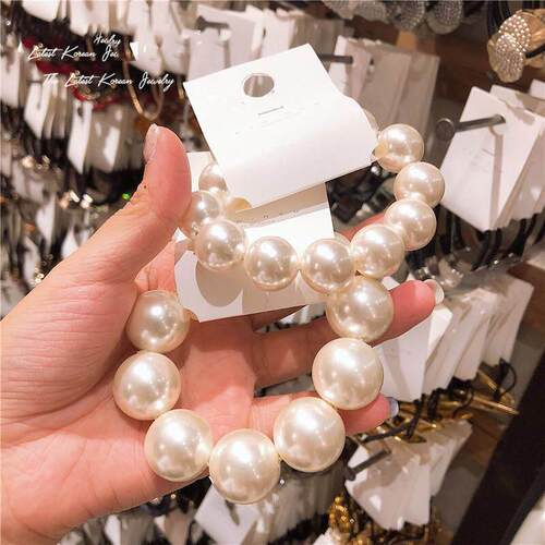 Ruoshui Woman Big Pearl Hair Ties Fashion Korean Style Hairb